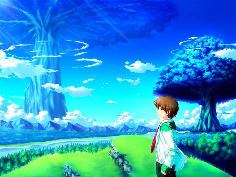 Boy Standing on Hill — Blue, Serene