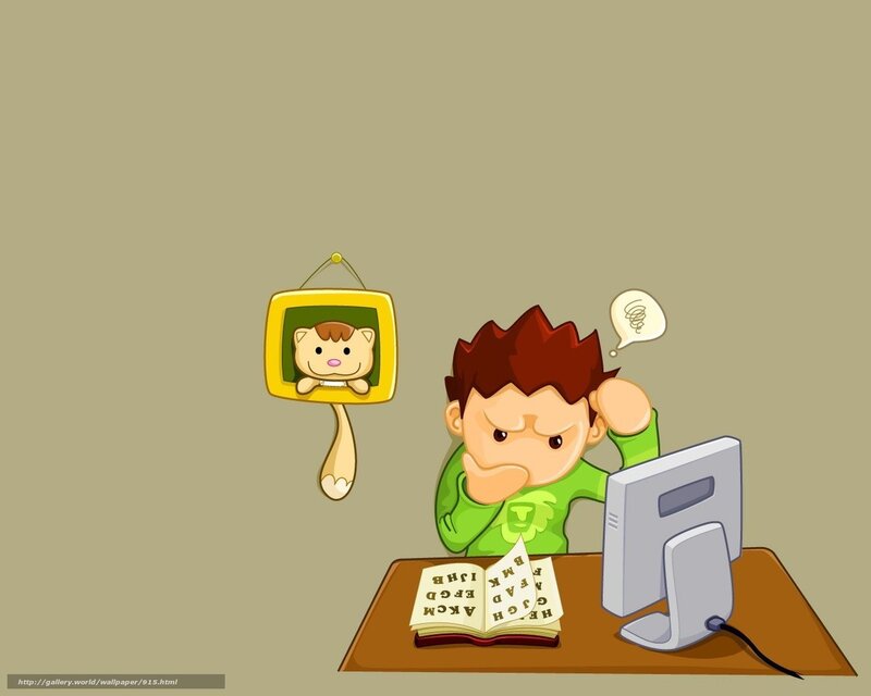 Boy studying at computer