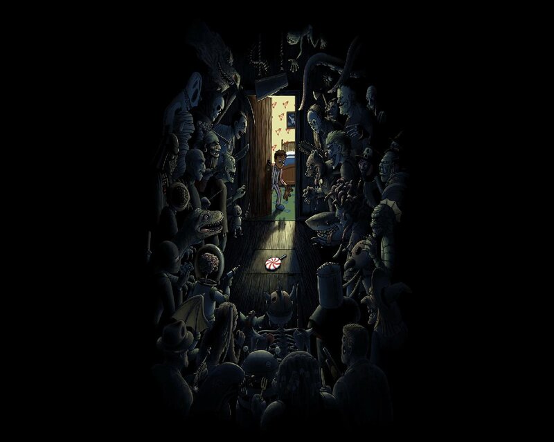 Boy Surrounded by Monsters