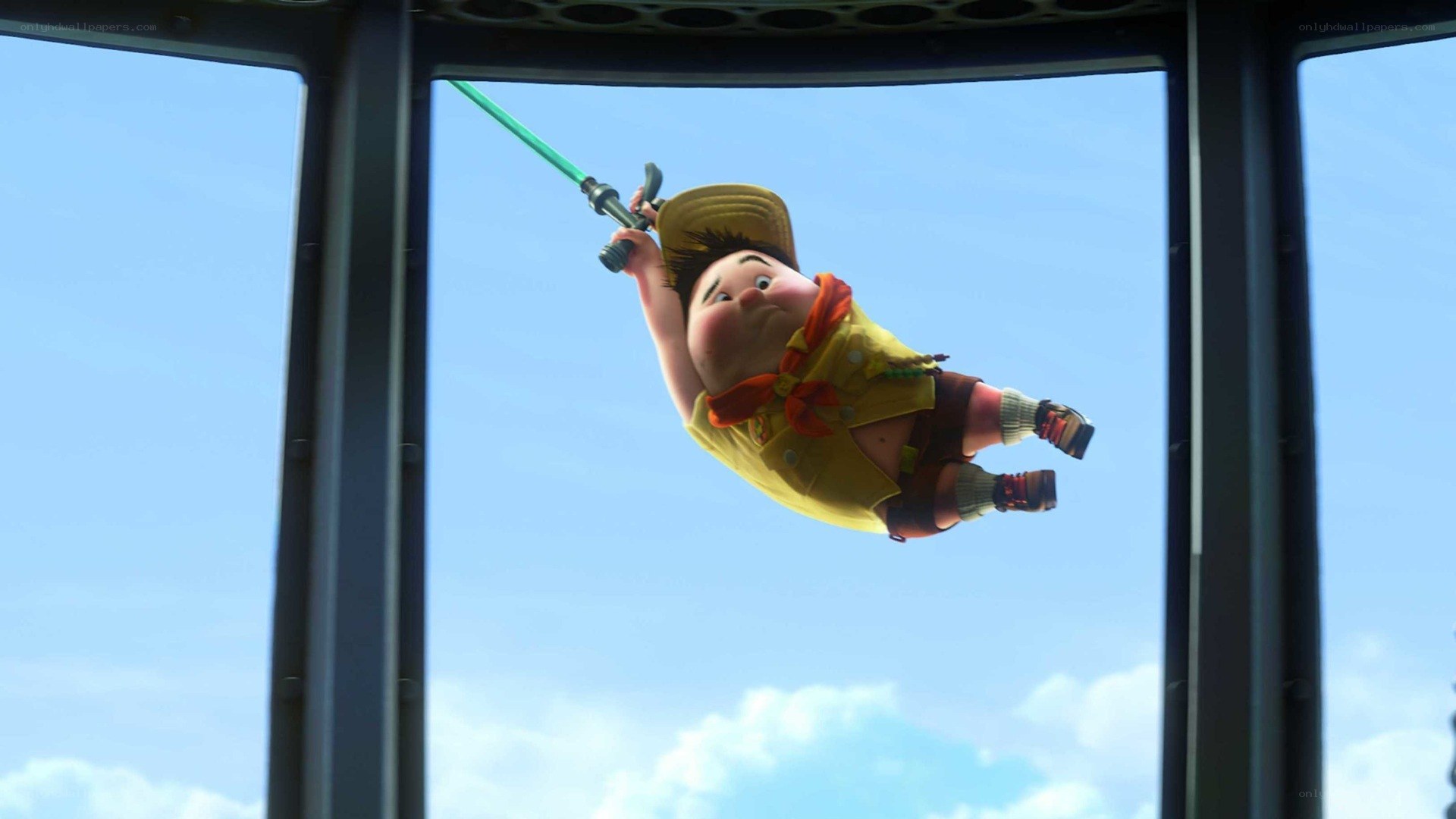 Boy swinging on a rope