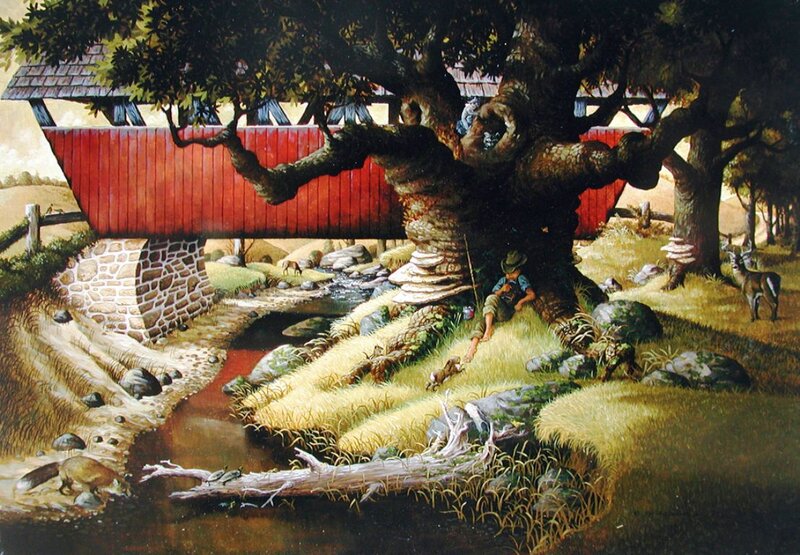 Boy under a Tree — Red
