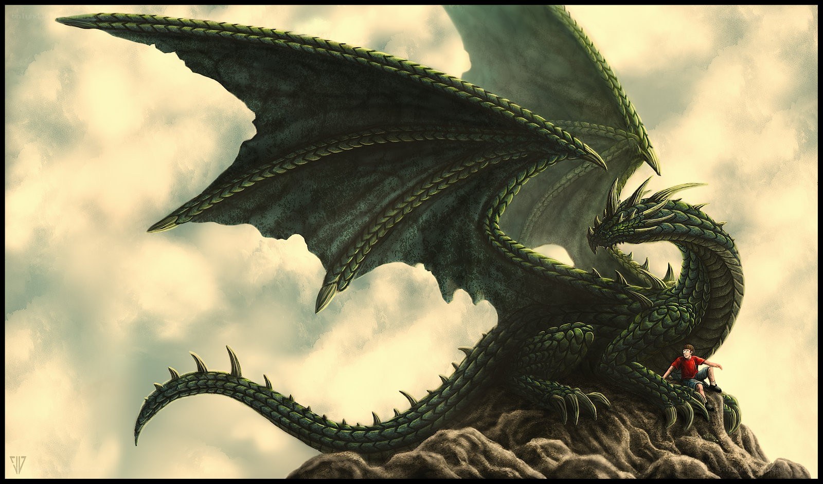 Boy with a green dragon
