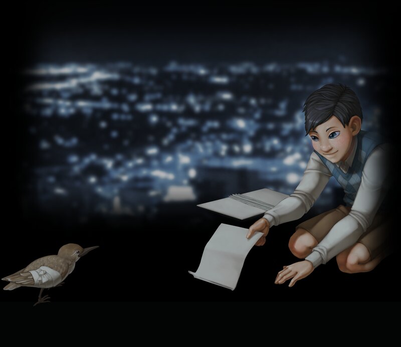 Boy with Bird — Black