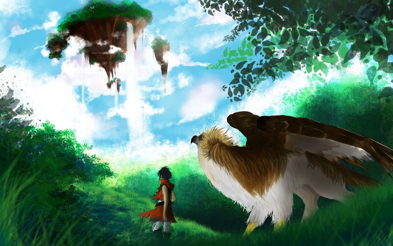 Boy with Bird in Field