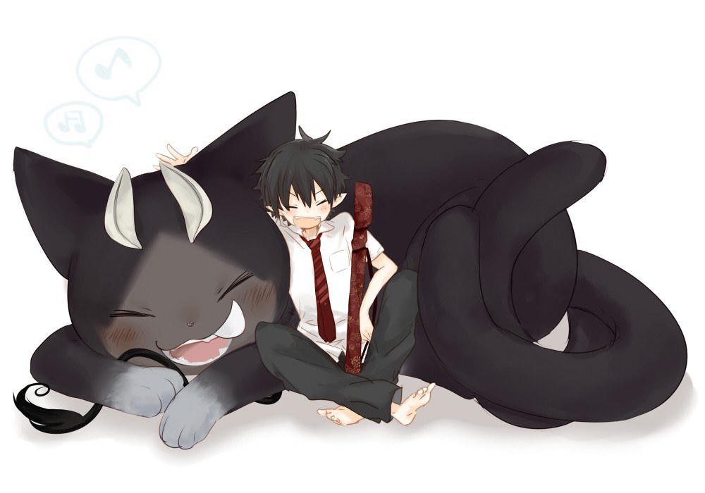 boy with black cat