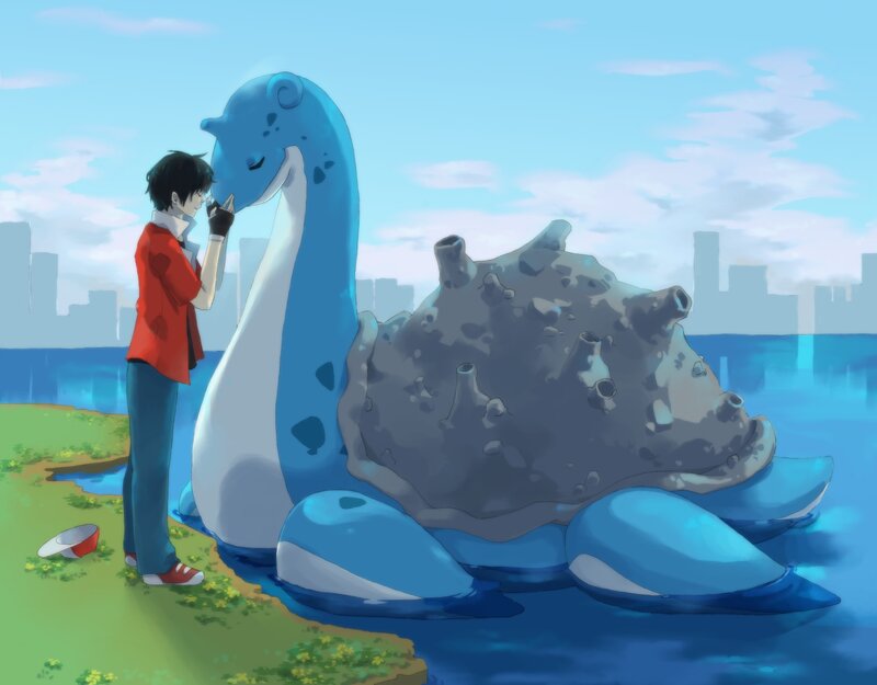 Boy with Blue Dinosaur