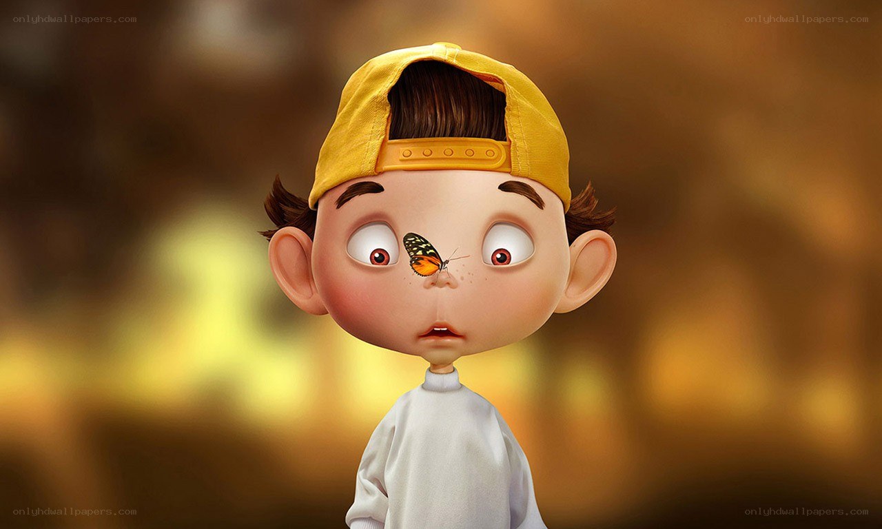 boy with butterfly on nose