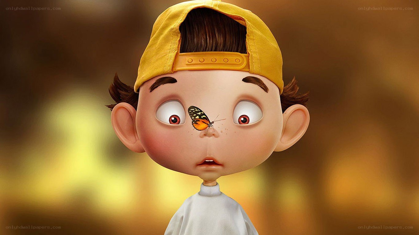 boy with butterfly on nose