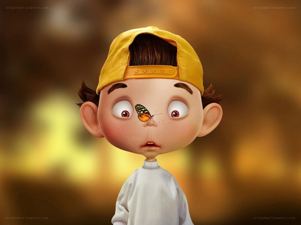 boy with butterfly on nose
