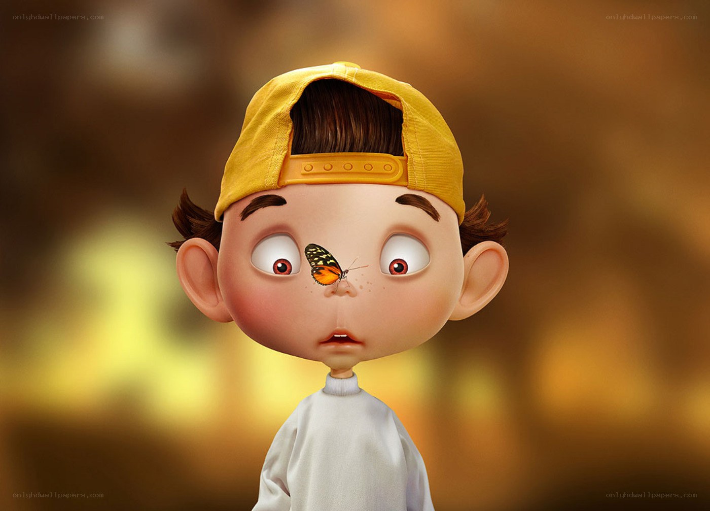 boy with butterfly on nose