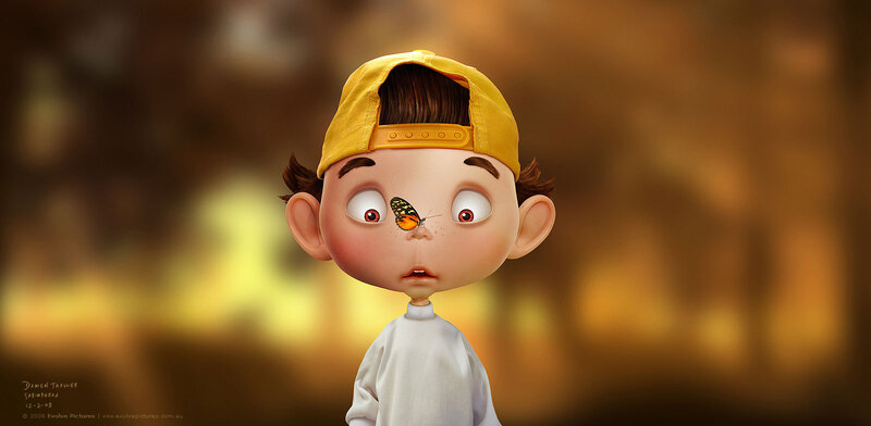 Boy with Butterfly on Nose — Yellow, Calm