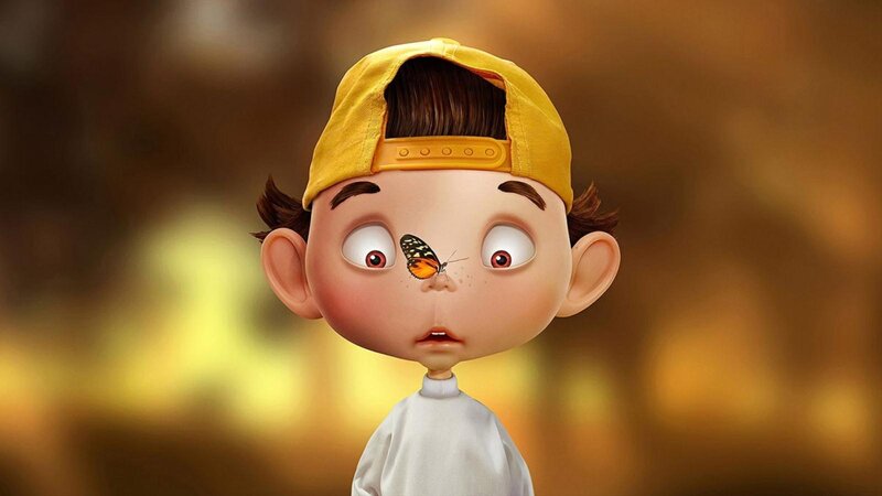 Boy with Butterfly on Nose — Yellow, Curious