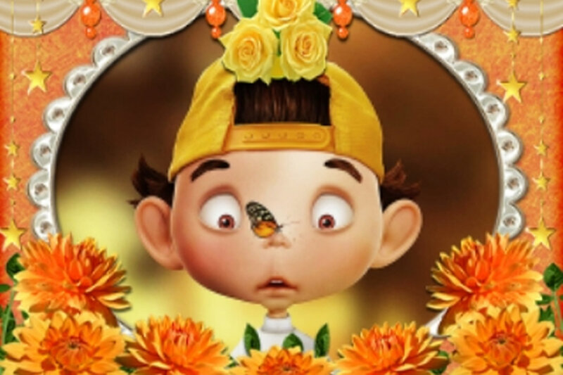 Boy with Butterfly on Nose — Yellow, Festive