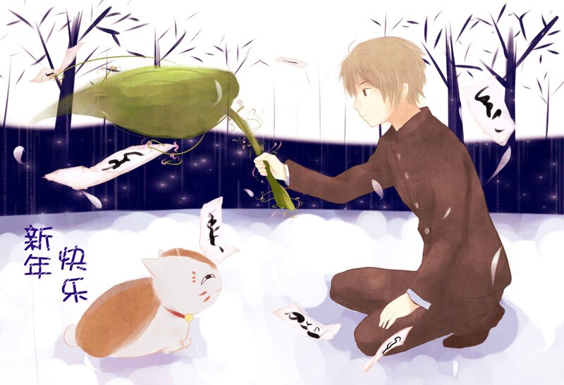 Boy with Cat in Snow
