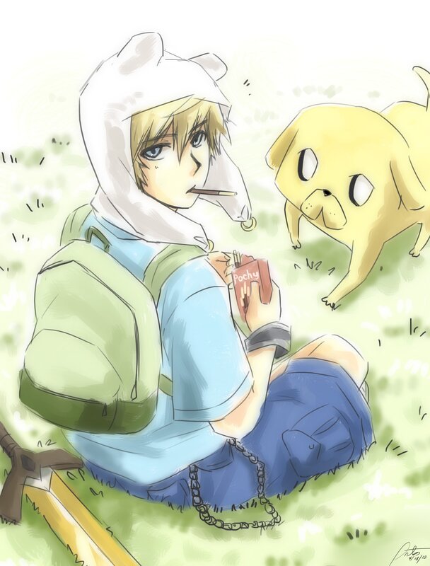 Boy with Dog in Grass