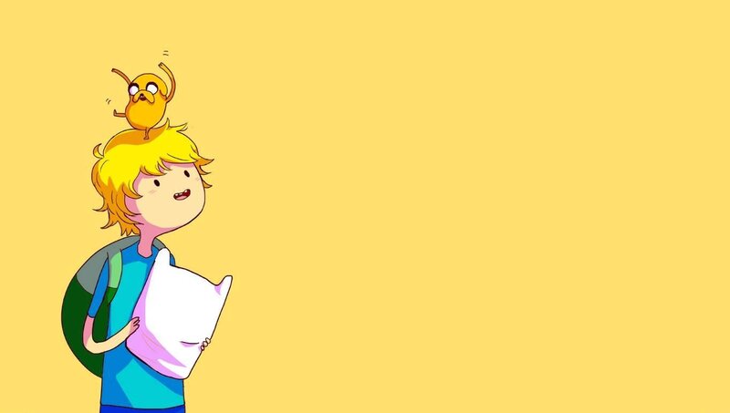 Boy with Dog on Head — Yellow