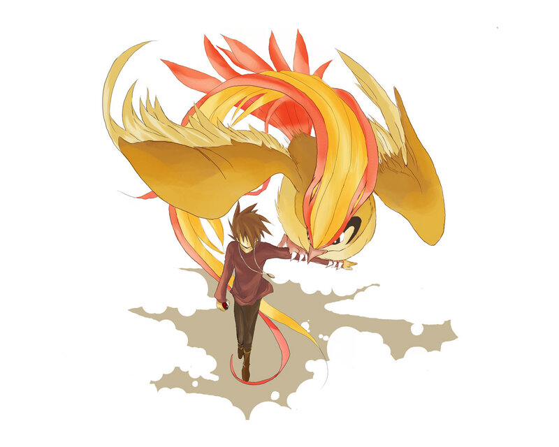 boy with fire bird