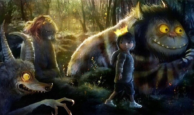 Boy with forest monsters