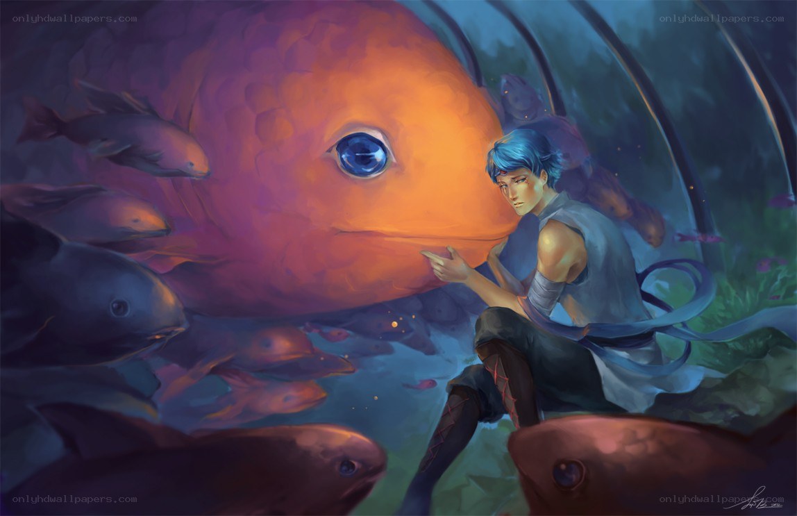 boy with giant fish