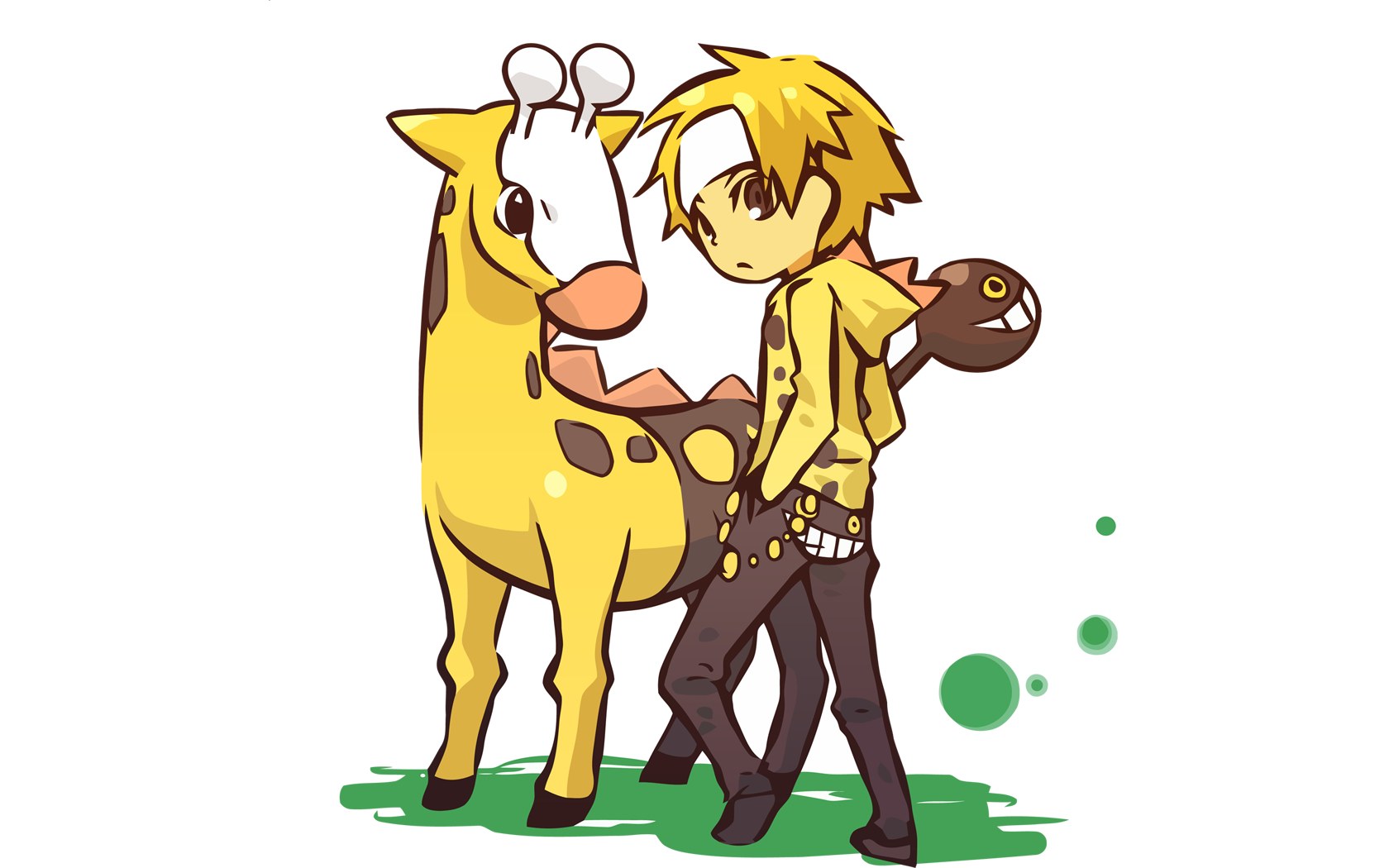 boy with giraffe and fish