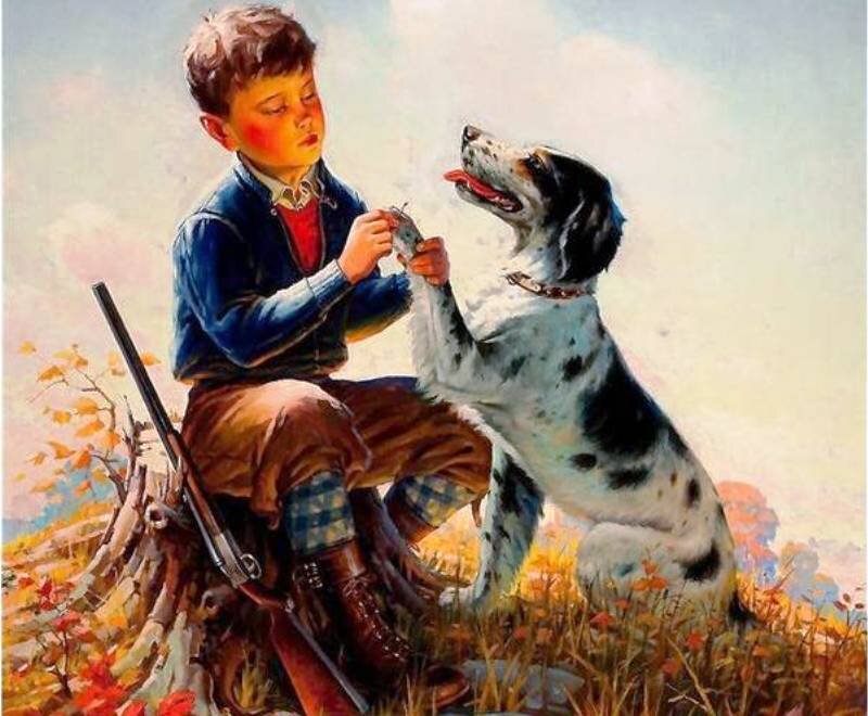Boy with Hunting Dog