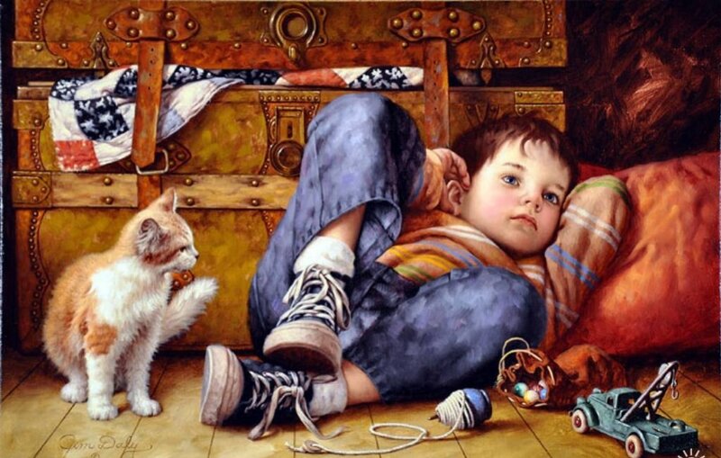 Boy with Kitten