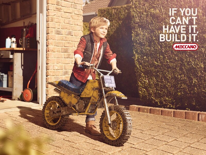 Boy with Meccano motorcycle