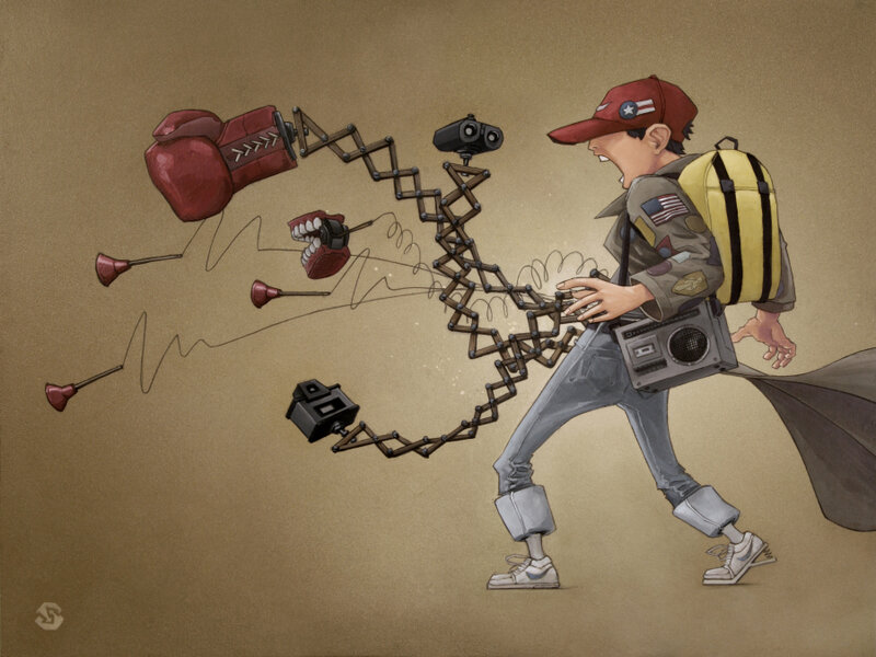 boy with mechanical arm