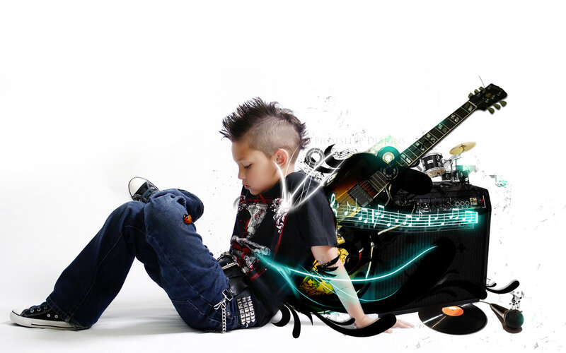 Boy with Musical Instruments