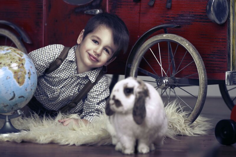 Boy with Rabbit — Red