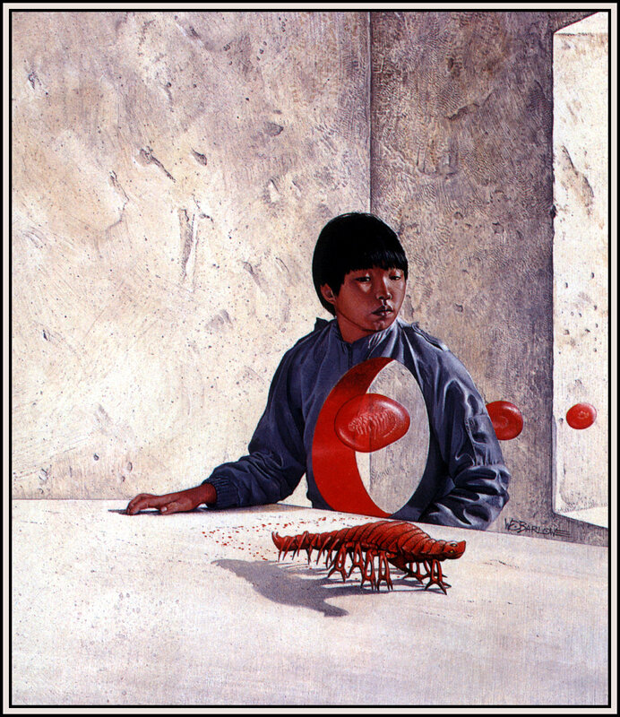 Boy with red creature