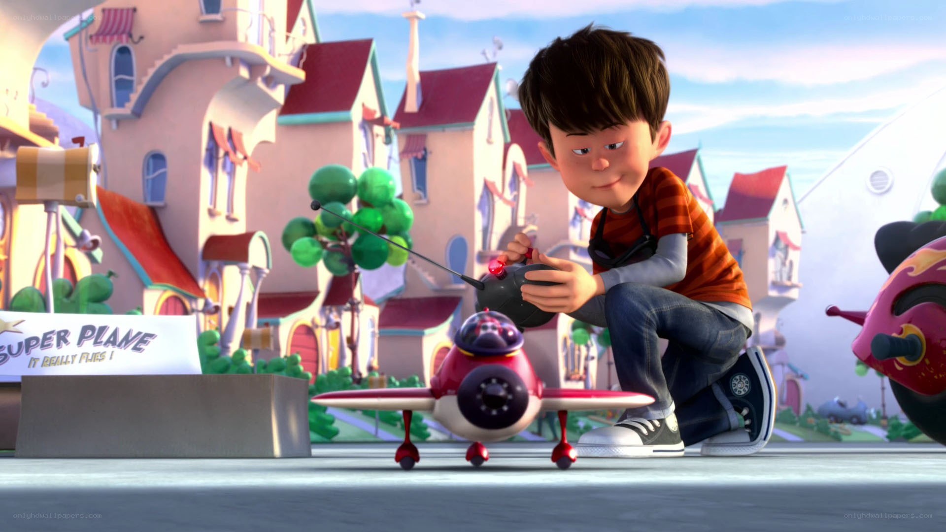 boy with remote control plane