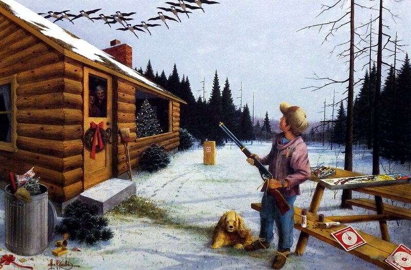 Boy with Shotgun in Snow