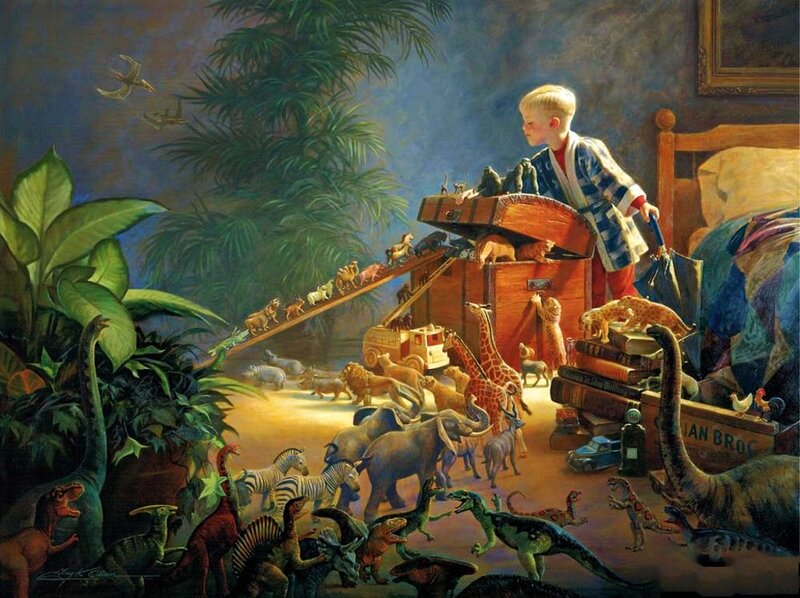 Boy with Toy Animals