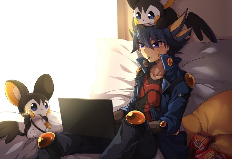 Boy with Two Pokémon — Blue