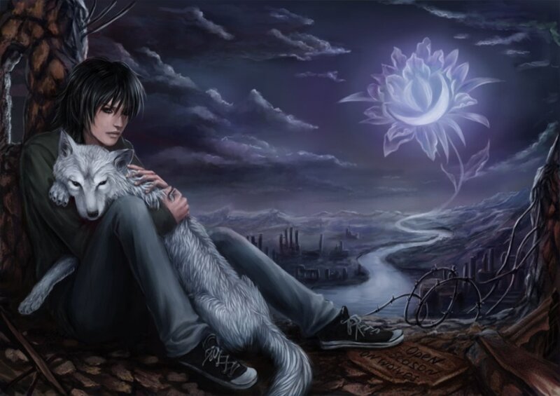Boy with White Wolf