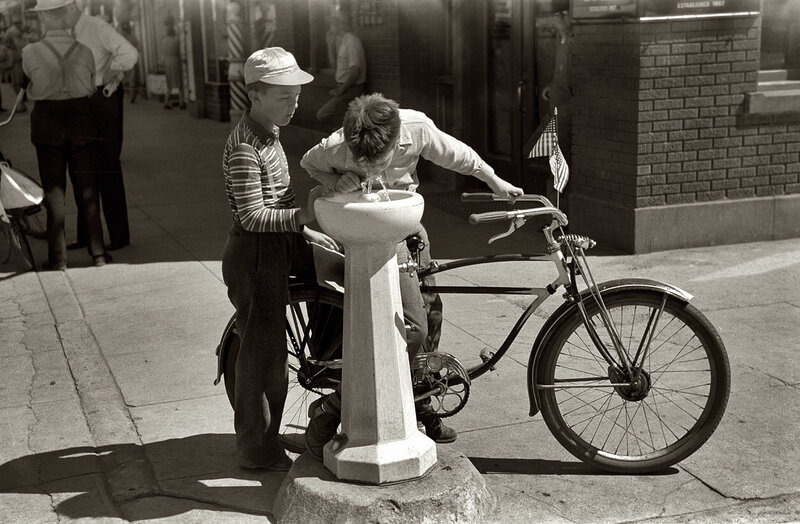Boys at Water Fountain