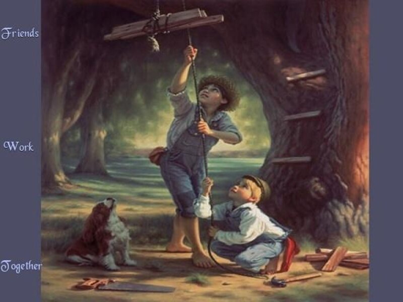 Boys Building Treehouse