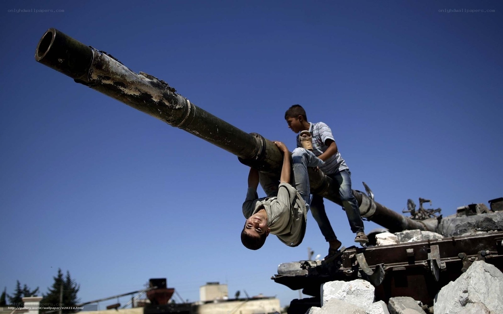 Boys on a tank