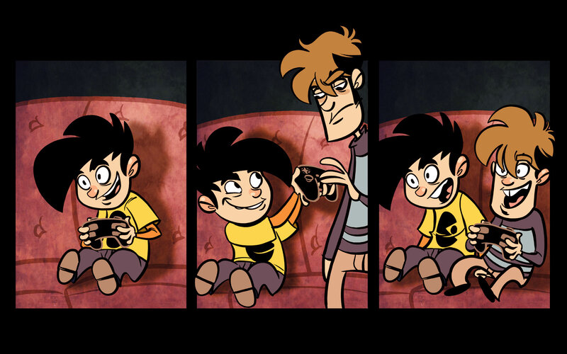 boys playing video games