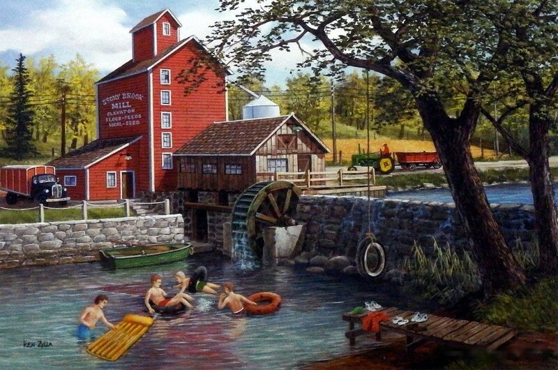 Boys Swimming in River