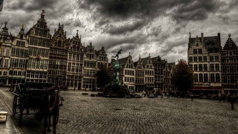 Brabo Statue in Square — Gray