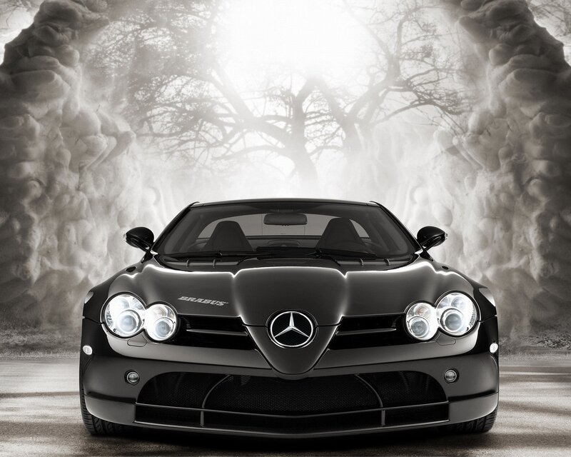 Brabus Mercedes SLR in misty forest