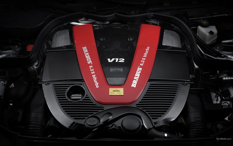 Brabus V12 Engine — Red, Dramatic, Photograph