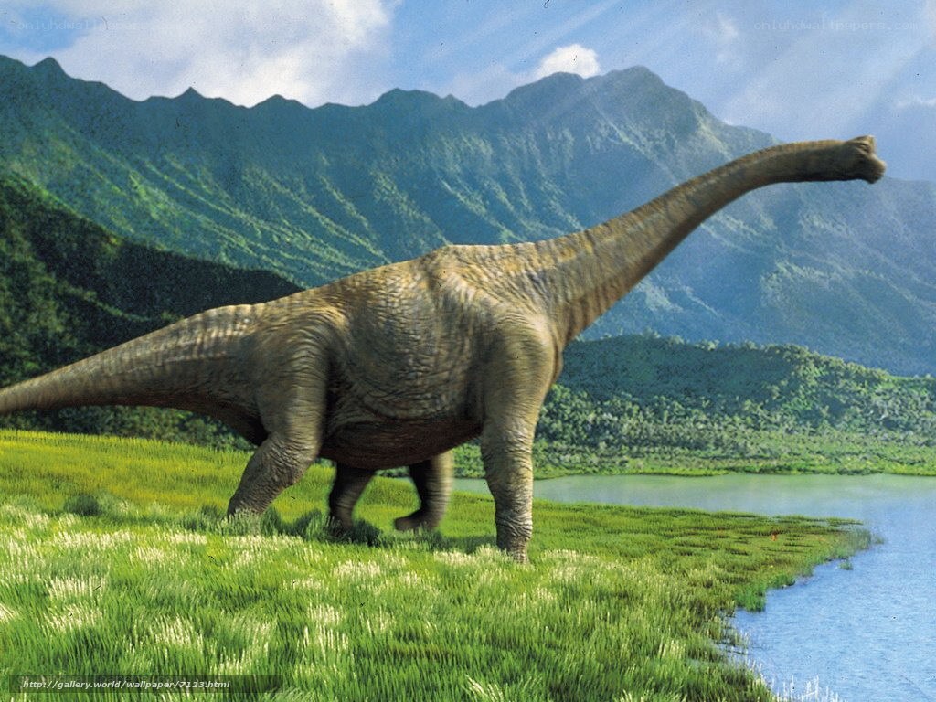 Brachiosaurus in prehistoric landscape