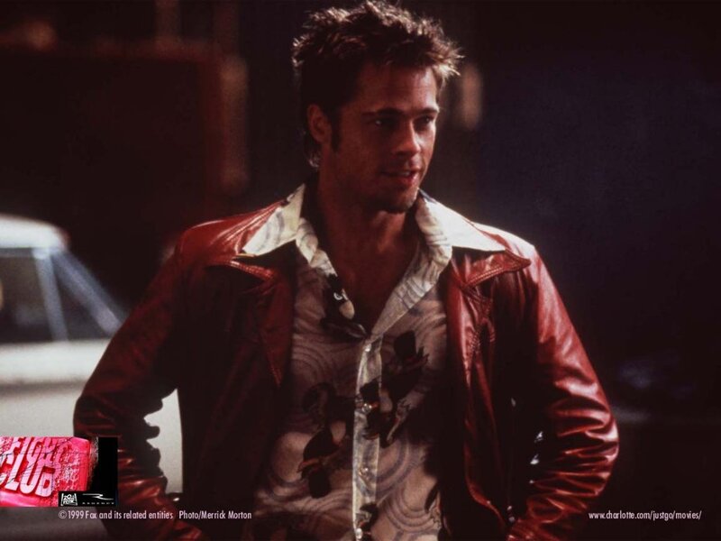 Brad Pitt in a red jacket