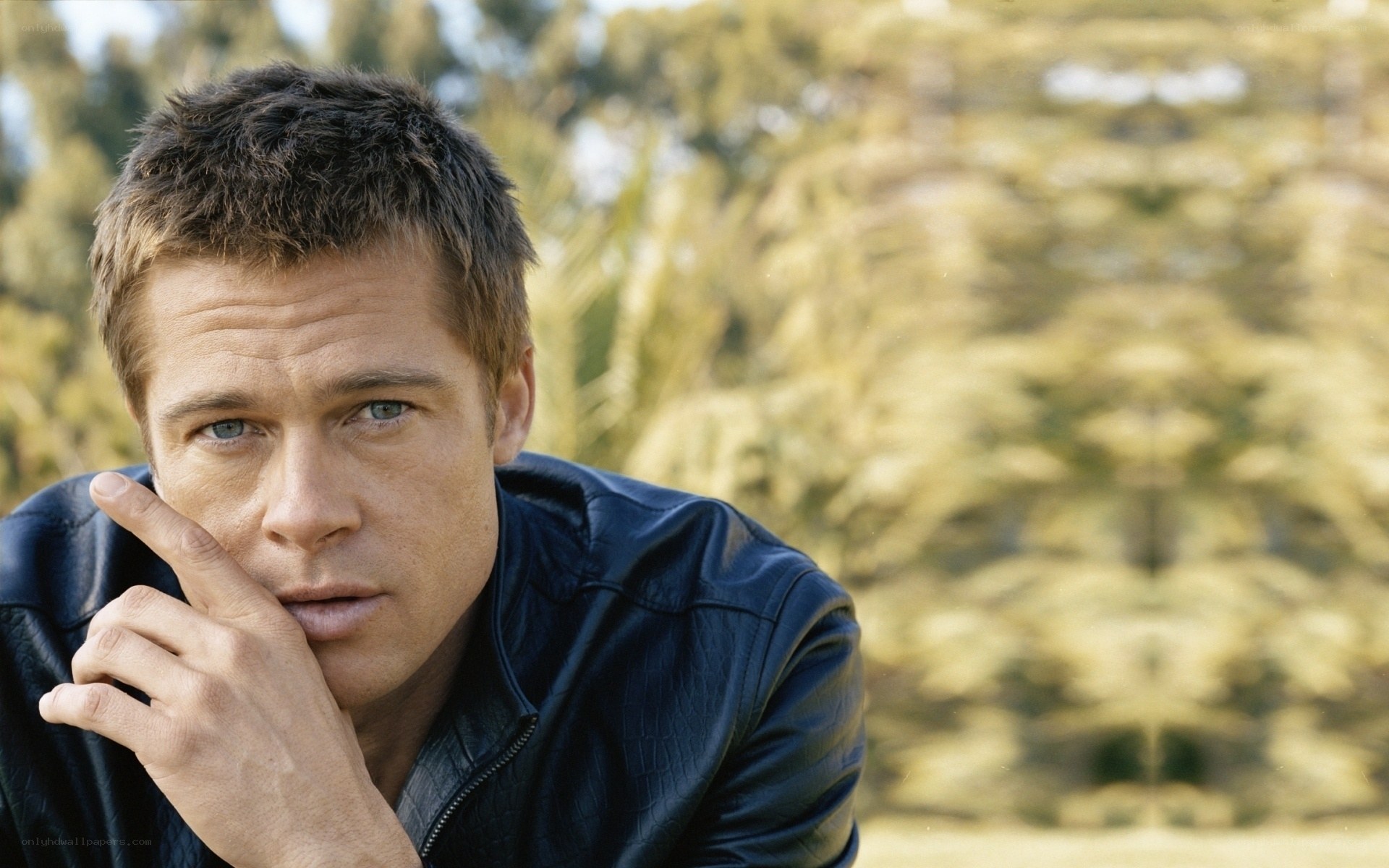 Brad Pitt in leather jacket