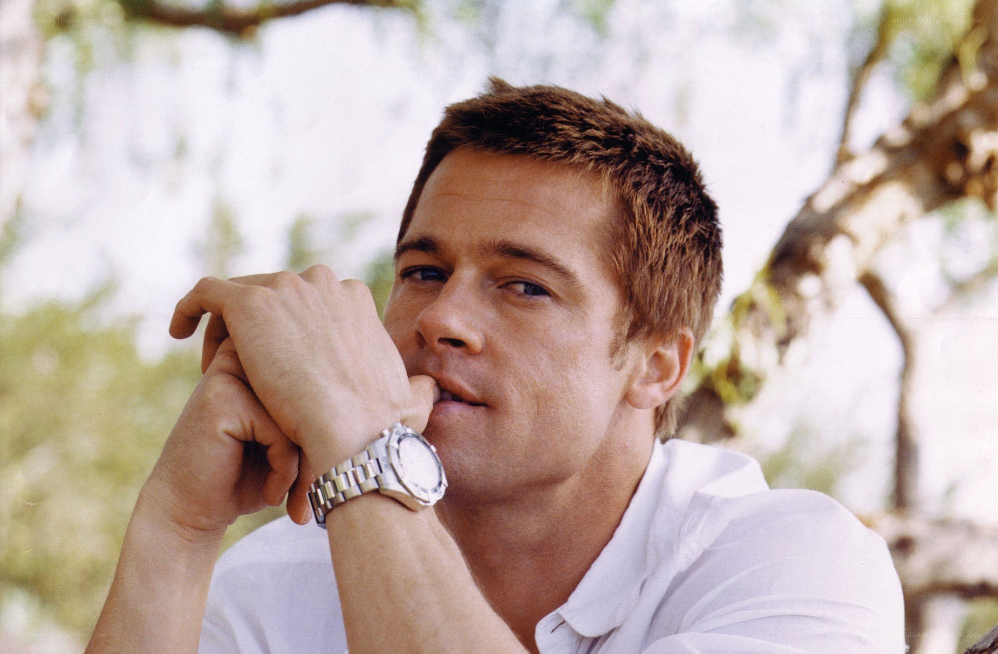Brad Pitt in white shirt
