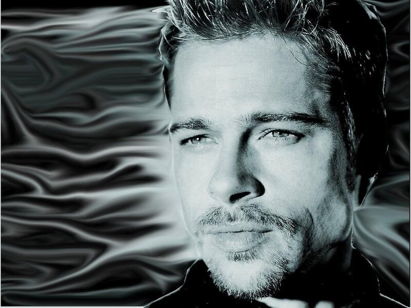 Brad Pitt portrait with abstract background