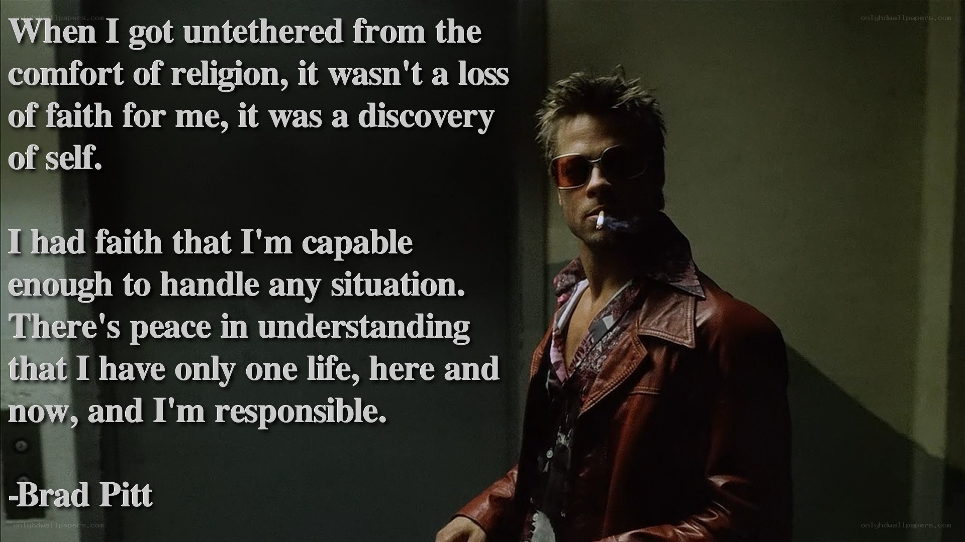 Brad Pitt quote on self-discovery
